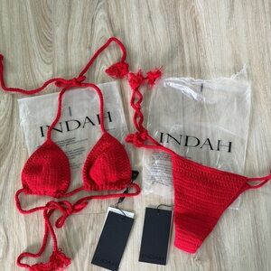Indah Vibrant Red Crochet Bikini